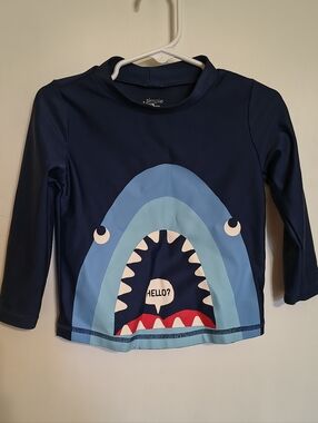 Blue Shark Long-Sleeve Rashguard Swim Shirt